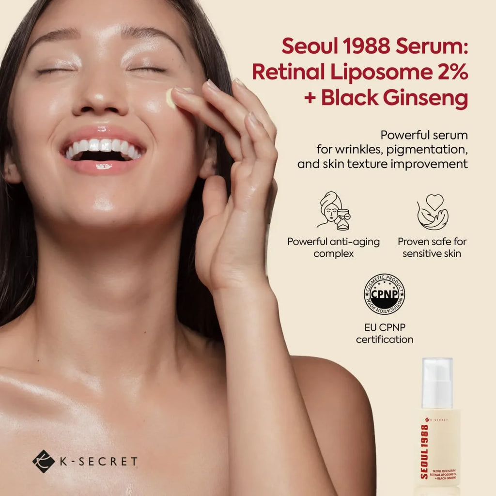 K-SECRET – SEOUL 1988 Serum: Retinal Liposome 2% + Black Ginseng, 30ml